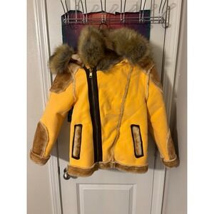 Jordan Craig Legacy Edition Sunset Yellow Shearling Jacket Faux Fur Hood 91536PB
